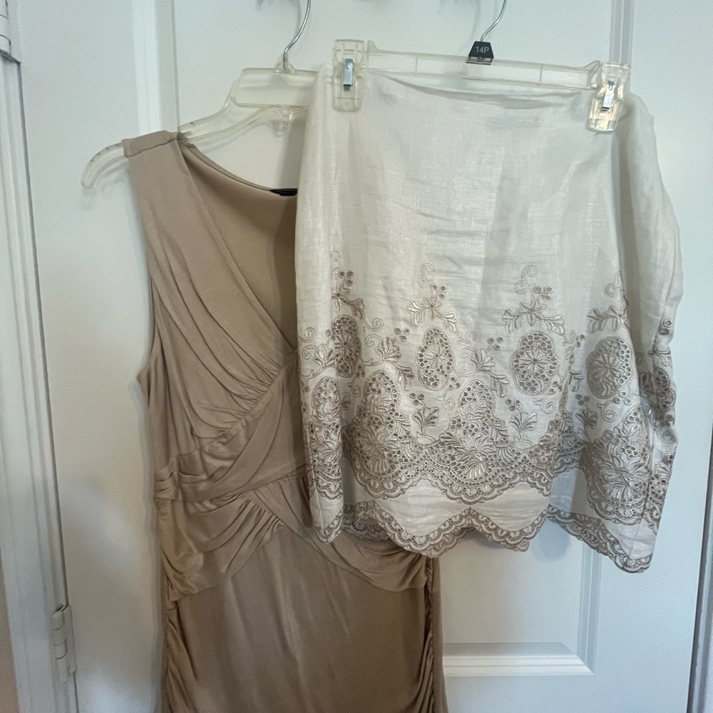 Ann Taylor Elegant Cream Embroidered Skirt